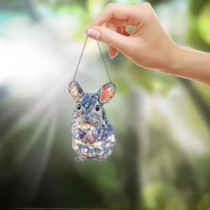 Chinchilla Ornaments Decor for Christmas Tree - Chinchilla Gifts for Women Men - Chinchilla Home Kitchen Room Christmas Decorations - 2D Flat Acrylic Ornament Window Hanging