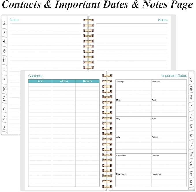 2026 Daily & Monthly Planner - One Page Per Day, Daily Planner 2026 from January 2026 to December 2026, Planners 26 with 12 Monthly Tabs, 6.4" x 8.5", Teal Flowers