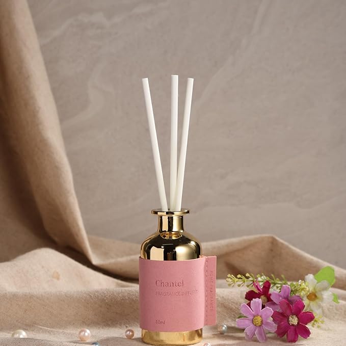 Reed Diffuser Set, Pretty Valley Home Diffuser 80Ml / 2.7 fl OZ Gift Box - Includes Reed Diffuser Sticks, Long Lasting Fragrance Oil and Glass Bottle for Office Living Room Decor (Chantel)