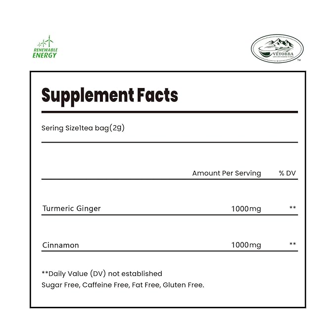 110 Bags Premium Turmeric, Ginger, Cinnamon Blend Tea, Upgraded Version. Improve Digestion, Support Brain, Weight, Skin and Sleep.100% Natural & No Additives & Caffeine Free.