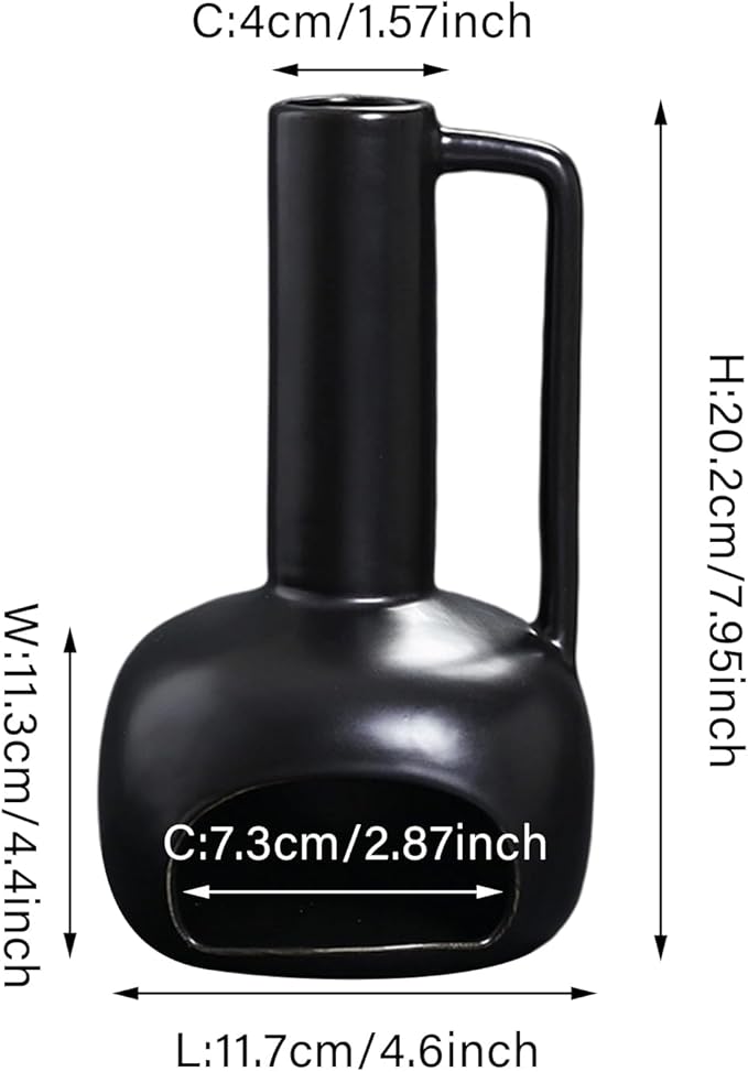 Simcat Handmade Ceramic Holder Incense Burner for Palo Santo Sticks Sage Bundles Candlestick, Suitable for Yoga Meditation Room Home Decor (Black)