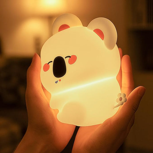 Cute Koala Night Light - Silicone 3-Level Dimmable Nursery Lamp with Timer, Rechargeable Touch Pat Light for Infants & Kids, Safe Breastfeeding Nightlight - Birthday & Baby Gift