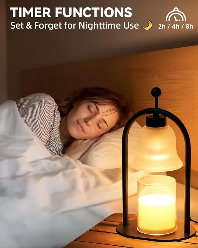 Candle Warmer Lamp with Timer Dimmable, Vintage Black Home Decor for Bedroom, Housewarming Birthday Gifts for Women Mom, Wax Melter Warmer for Jar Candles with 2 Bulbs