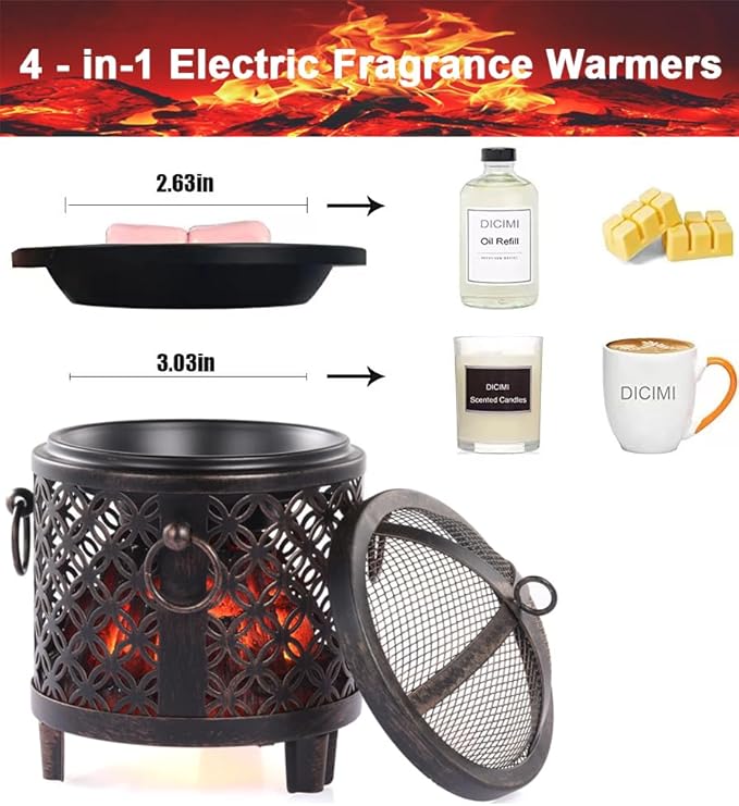 Dicimi Wax Melting Heater, 4-in-1 Fireplace Wax Heater, Fragrance Wax Heater (Without Aromatherapy Wax, Essential Oil), for Home Office Bedroom Aromatherapy Present and Decorations (Copper Coins)