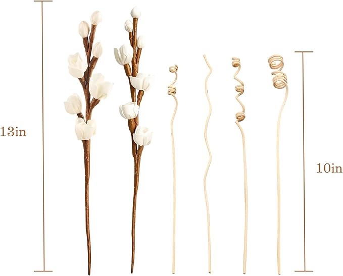 Reed Diffuser Sticks, Flower Sticks Set,White Rose Wood Flower, Reed Diffuser for Home, for Bedroom, Office Bathroom Shelf Decor