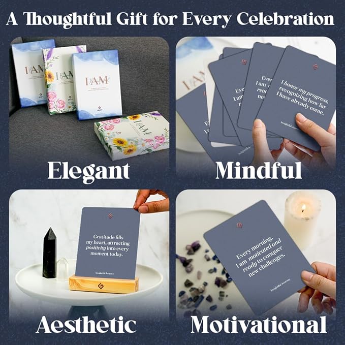 52 Positive Classic Affirmation Cards for Women with Display Stand - Mindful Affirmations to Build Success - Daily Growth Challenges & Inspiration - Mindfulness & Self Care Gift for Women, Men