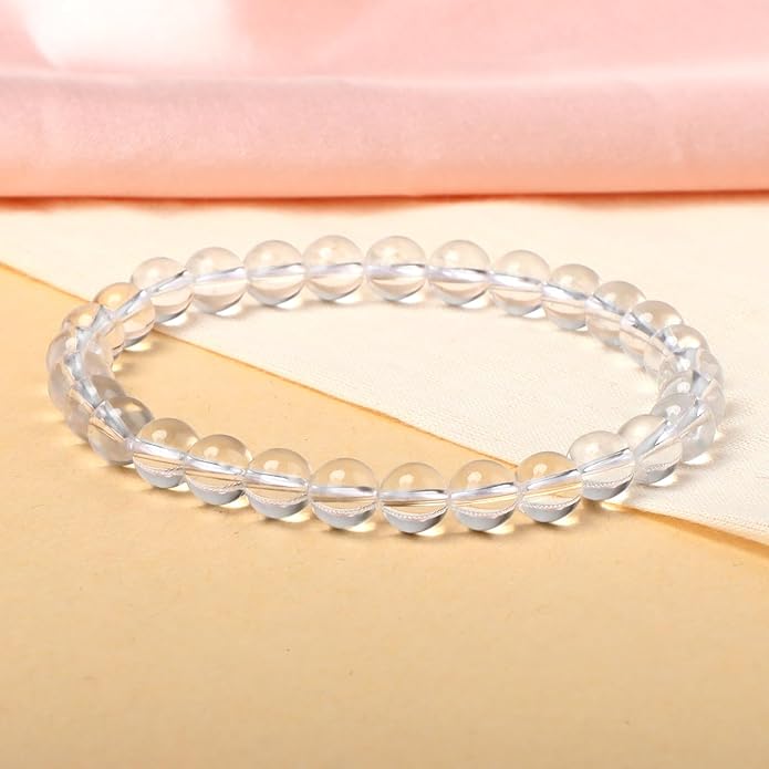 LPBeads Handmade Natural Gemstone Stretch Elastic Bracelet Healing Crystal Round Stone Beads Jewelry Gifts for Women Men