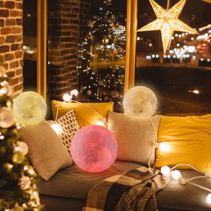 LOGROTATE Moon Lamp, 3D Print LED 16 Colors RGB Moon Light, Decorative Lights Night Light with Remote&Touch Control and Adjustable Brightness & USB Recharge for Kids Lovers Birthday Gifts (5.98 inch)