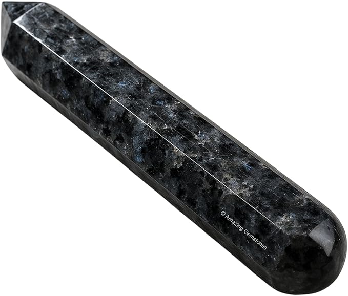 Amazing Gemstone Larvikite Crystal Wand Massage Stick - Pelvic Wand Gua Sha for Adults - Crystals and Healing Stones Massage Wands for Adults Gifts (Pointed)