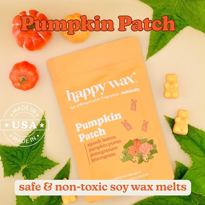Happy Wax Forever Pumpkin Collection Scented Natural Soy Wax Melts – 6 Total Oz. Collection Includes Pumpkin Patch, Pumpkin & Walnut and White Cinnnamon Pumpkin