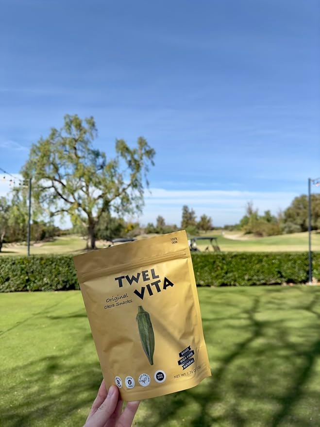 TwelVita Wholesome Baked Okra Crisps, Vegan Snacks, Clean Label, Non-GMO, Gluten-Free, 1.76 oz ea, Pack of 4