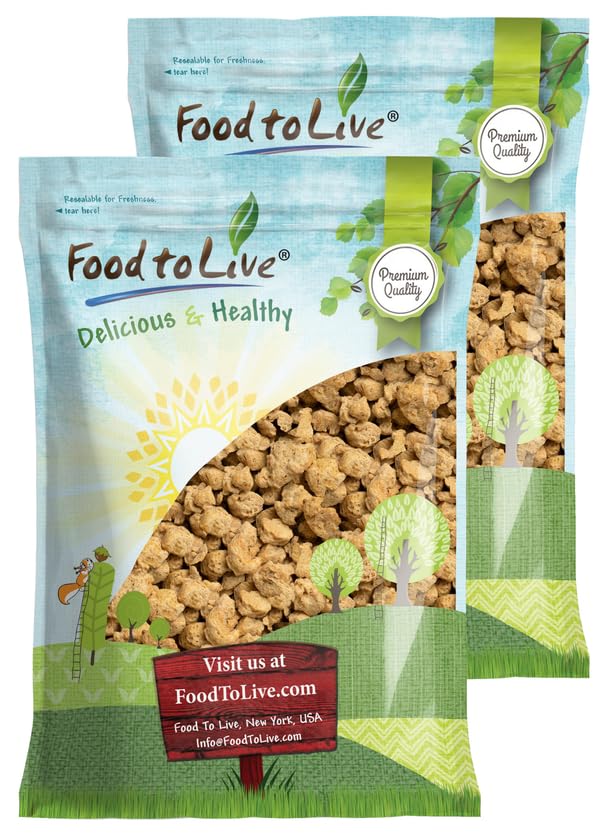 Food to Live Organic Soy Chunks 6 Pounds, – Unsalted Nuggets, High Protein. Plant-Based. Meat Alternate Substitute. Non-GMO. Vegan, Kosher, Bulk