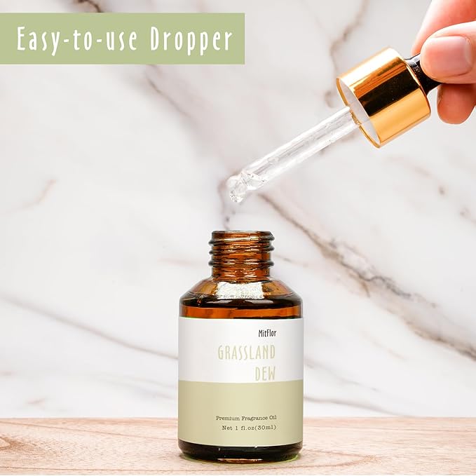 Grassland Dew Fragrance Oil, MitFlor Single Scented Oil, Large Size Hotel Collection Diffuser Oil, Soap & Candle Making Scent, Aromatherapy, Natural & Fresh Scent for Home Fragrance, 30ml