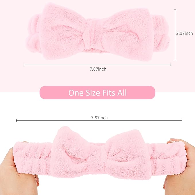 10 Pack Spa Headband for Washing Face Pink Skincare Headbands Bulk for Women Girls Soft Coral Fleece Hairband Cute Bow Headbands for Washing Face Makeup