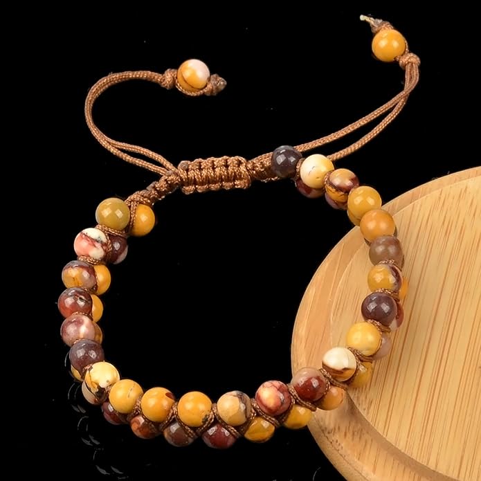 MASSIVE BEADS Double Layer Natural Chakra Healing Power Crystals Macrame Bracelet Yoga Stone Beads Gemstone Meditation Relax Anxiety Bangle for Unisex Women Men