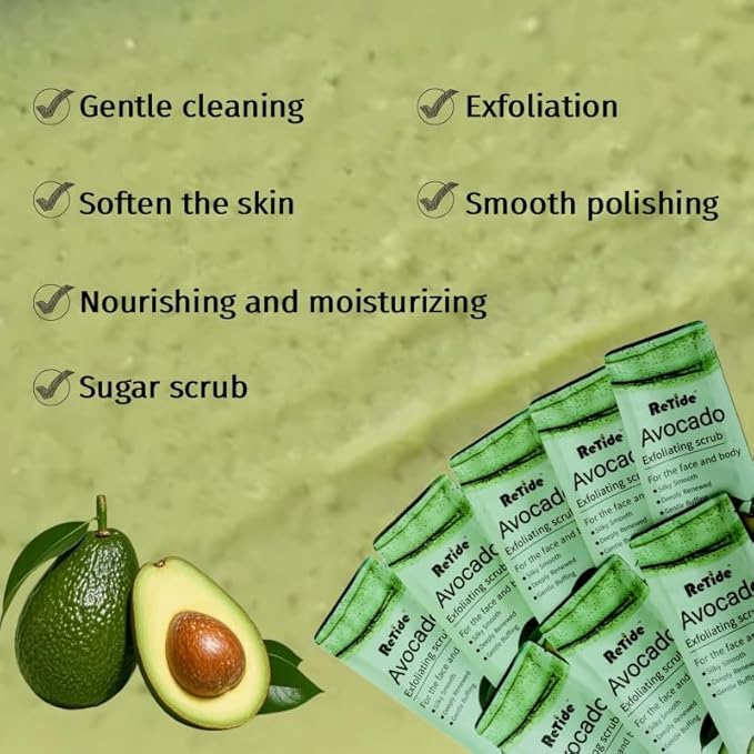 Avocado Body Scrub Gift Set - 35 Packets & 2 Pcs Exfoliating Gloves,Exfoliating & Moisturizing Sugar Scrub for Face & Body, Self Care Gifts for Women