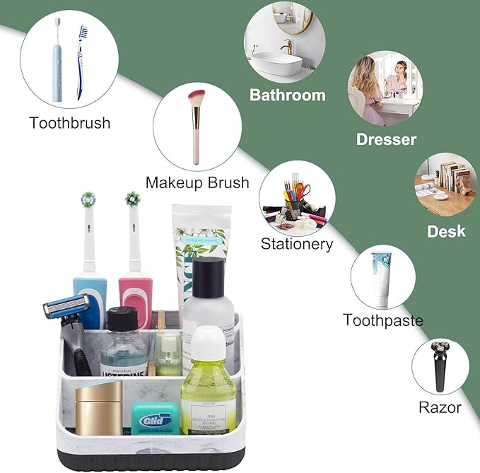 Chintu Toothbrush Holders for Bathroom Counter Organizer - 6 Slots Kids Tooth Brushing Holder Rustic Toothbrush and Toothpaste Holder for Vanity Organization Farmhouse Electric Toothbrush Caddy Black