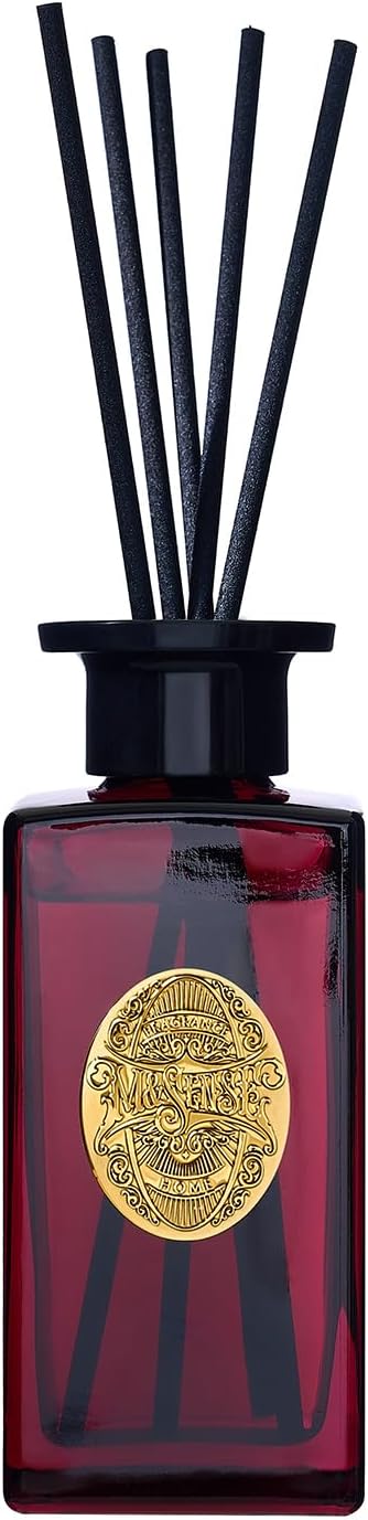M&SENSE 6.3 oz Large Reed Diffuser Set | Red Camelia Scent Home Oil Diffuser with Sticks | Hotel Collection Non-Toxic Essential Oil |for Bedroom Bathroom Living Room