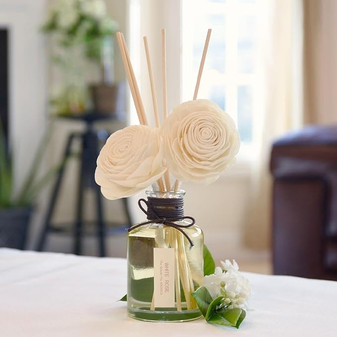 Aronica Twin Sola Diffuser - Rose Petal Fragrance, 160ml / 5.41 Floz, Colorful Bathroom Decor Airfreshener, Rose Reed Diffuser, Shelving Decor