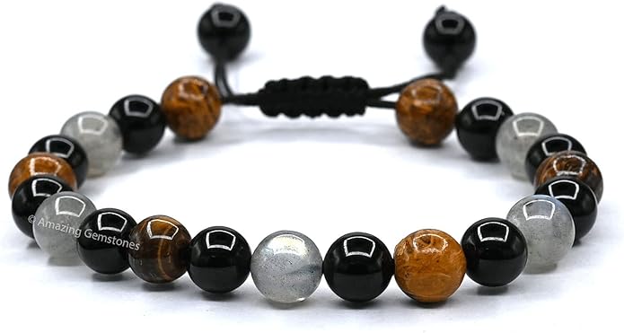 Natural Healing Crystal Bracelet for Women - Mens Bracelet Energy Balancing Gemstones Set - Adjustable Stone Bead Bracelet for Men and Women - Chakra Crystal Therapy Accessory, Meditation