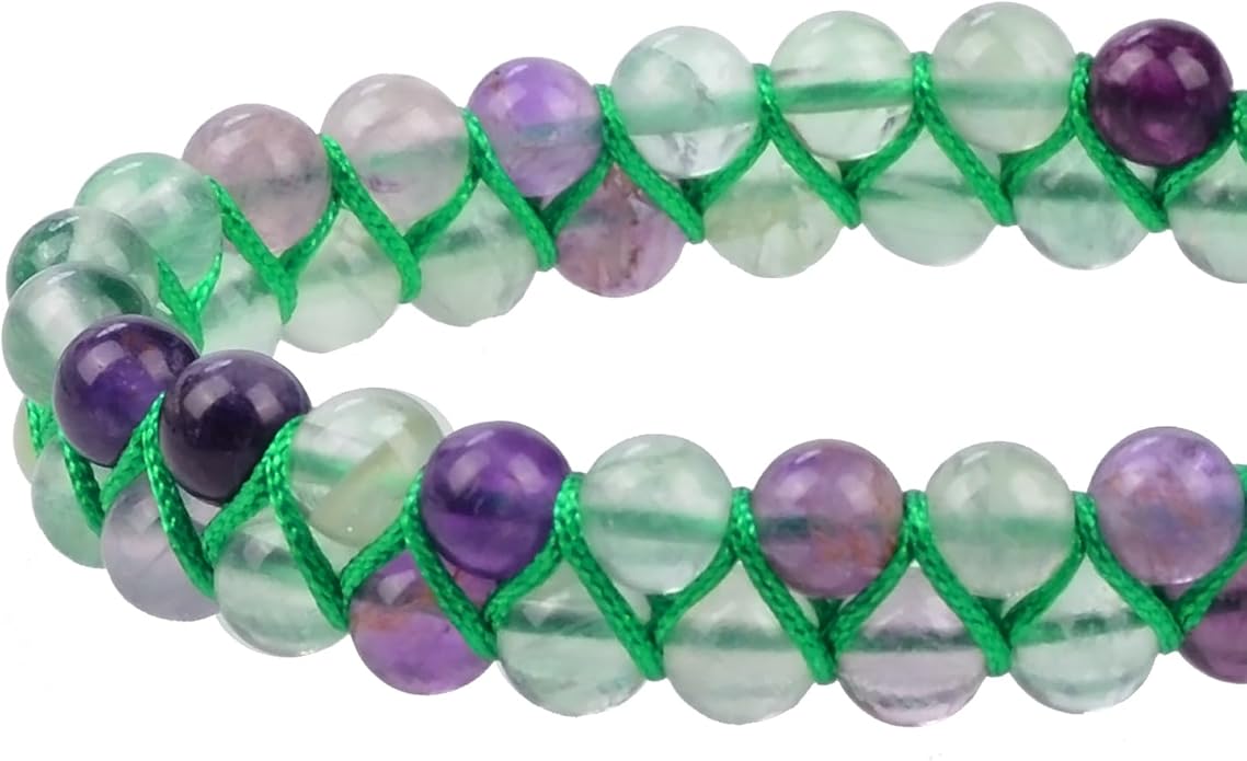 MASSIVE BEADS Double Layer Natural Chakra Healing Power Crystals Macrame Bracelet Yoga Stone Beads Gemstone Meditation Relax Anxiety Bangle for Unisex Women Men