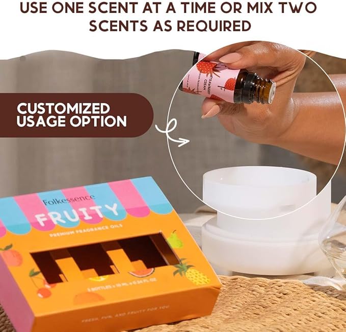 Folkulture Essential Oils for Home | Set of 3 (0.34 fl oz x 3) Essential Oils for Relaxation | Peach or Strawberry Diffuser Oil for Meditation | Pineapple Essential Oil for Gifts for Women