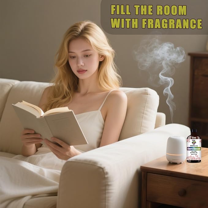 Cherry Blossom Essential Oil (4 oz/120 ml) — Cherry Blossom Oils for Aromatherapy, diffusers, humidifiers, Home fragrances, DIY Skincare, soap Making, DIY Candle, Relaxation, Yoga, and Meditation