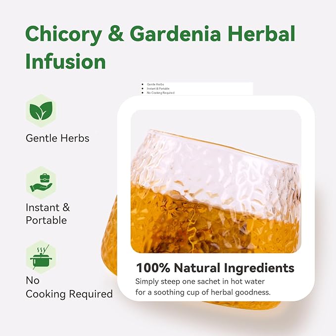 Kreain Nature Chicory & Gardenia Herbal Tea - Supports Healthy Blood Sugar, Digestion, Weight & Sleep, Natural Sugar-Free Blend, Vegan & Caffeine-Free, 12 Tea Bags (2 Pack)