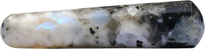 Amazing Gemstone Rainbow Moonstone Crystal Wand Massage Stick - Pelvic Wand Gua Sha for Adults - Crystals and Healing Stones Massage Wands for Adults Gifts (Smooth)