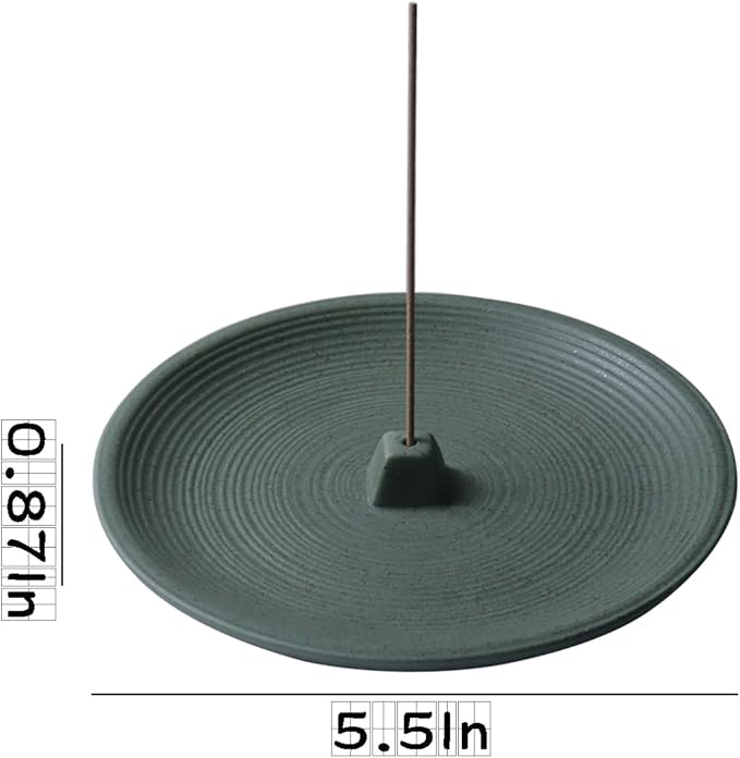 Incense Holder and Insence-Stick Holder,Incense Holder for Sticks, Simple Insence Tray for Set for Office Yoga and Livingroom (Green)
