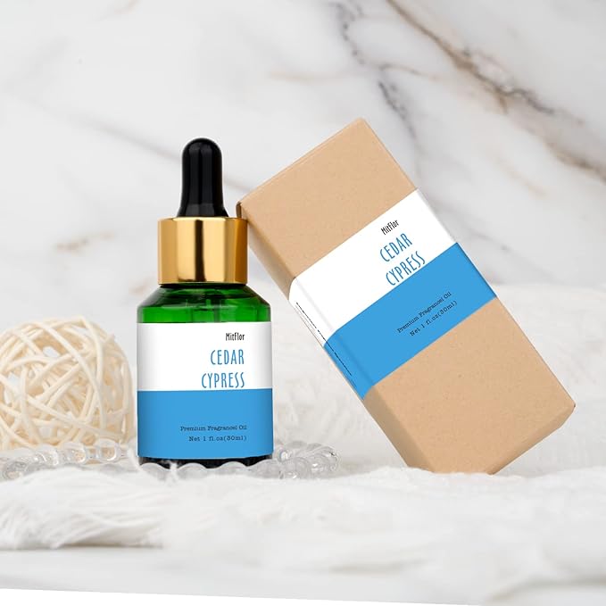 30ml Cedar Cypress Fragrance Oil, MitFlor Premium Grade Fragrance Essentials Oil for Soap & Candle Making, Large Size Aromatherapy Diffuser Oil, Refreshing Woody Scent for Home Fragrance