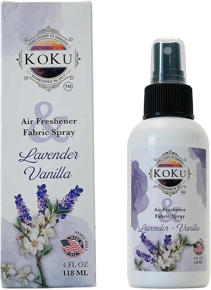 Lavender Vanilla Air Freshener - Room Spray - Odor Eliminator - Deodorizer - Car Air Freshener - Home Spray - Linen Spray - Fabric Refresher - None Toxic - Alcohol Free - Made in USA (4 Oz)