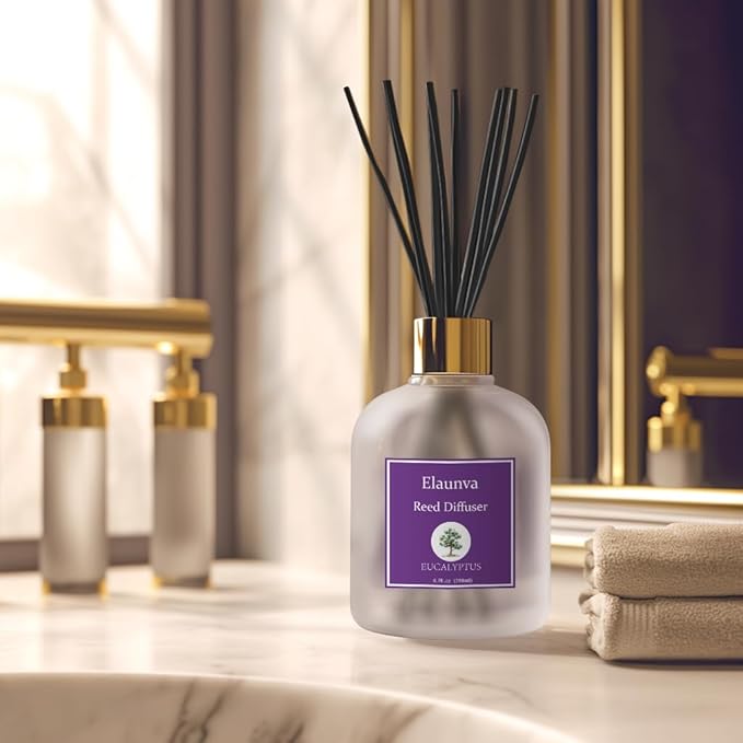 Eucalyptus Reed Diffuser Sets,6.7fl oz(200ml) with 8 Sticks,Fragrance/Aromatherapy for Livingroom/Office/Kitchen/Entryway/Bathroom,Shelf Decor,Home Accessories,Air Freshener(Eucalyptus)