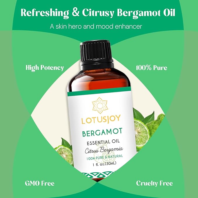 Citrus Bergamot Essential Oil, Pure Organic for Diffuser Room Spray Skin Hand Soap - 1 Oz