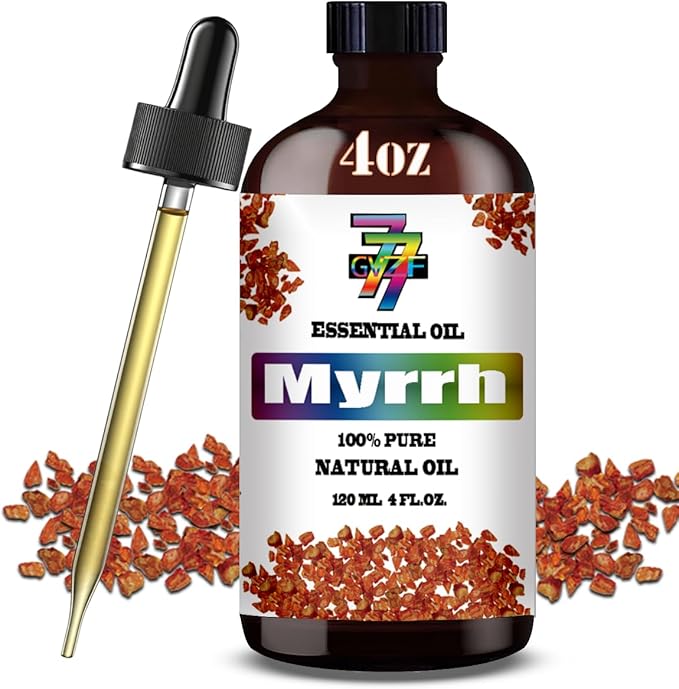 Myrrh Essential Oil (4 oz/120 ml) — Myrrh Oils for Aromatherapy, diffusers, humidifiers, Home fragrances, DIY Skincare, soap Making, DIY Candle, Relaxation, Yoga, and Meditation