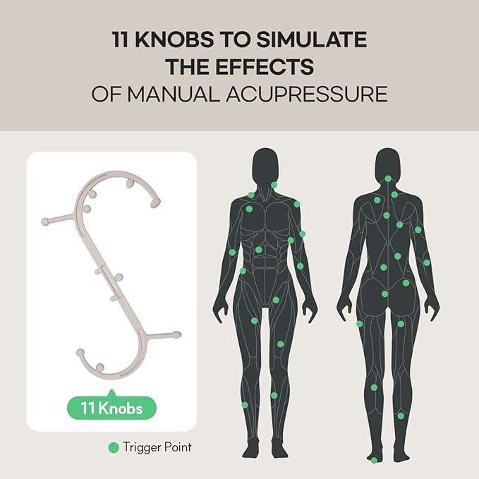 HubiCare Massage Stick, Trigger Point Cane, Body Deep Tissue, Handheld Back, Neck, Shoulder, Leg and Feet, Muscle Release Tool Self Massage Hook Cane for Women & Men (Beige)