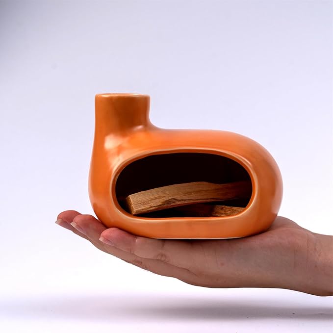 Ceramic Palo Santo Holder - Handcrafted Ash Catcher for Palo Santo Sticks and Sage - Unique Design for Meditation and Home Décor - Incense Burner