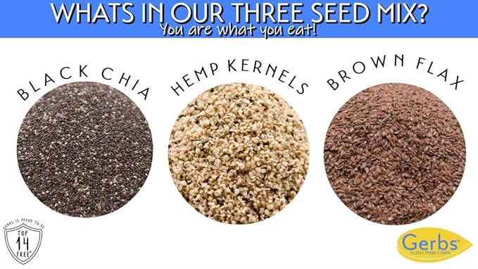 GERBS Super 3 Seed Snack Mix 2 LBS. Premium Grade | Top 14 Food Allergy Free | Resealable Bulk Bag | Made in USA | Raw Flax, Chia, Hemp Seed Trail Mix | Gluten Peanut Tree Nut Free