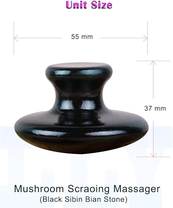 LLY Multifunctional Scraping Massage Tools. Natural Black sibin bian Stone. Beauty & Health Care,Relieve Wrinkles,Muscle and acupoint Massage (Mushroom Scraping Massager 2 Pack)