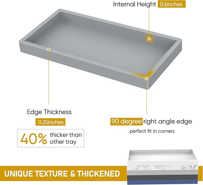 EG-SIPRO High-Grade Thickened Silicone Rectangle Bathroom Vanity Tray - Shatterproof Durable Soap Dispenser Tray for Countertop