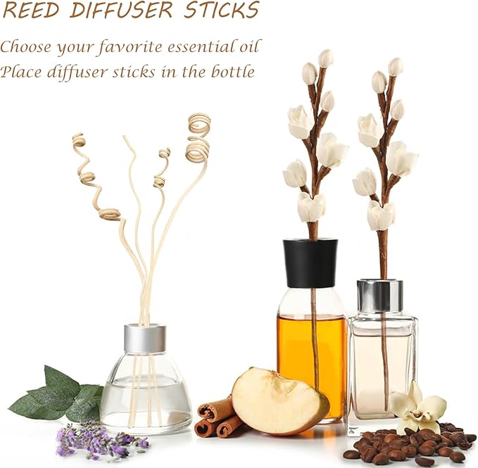 Reed Diffuser Sticks, Flower Sticks Set,White Rose Wood Flower, Reed Diffuser for Home, for Bedroom, Office Bathroom Shelf Decor