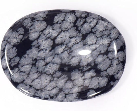 L PEDRA & CRYSTAL Worry Stone A Handheld Comfort to Ease Stress, Enhance Focus, and Promote Inner Peace (Snowflake obsidean Worry Stone)