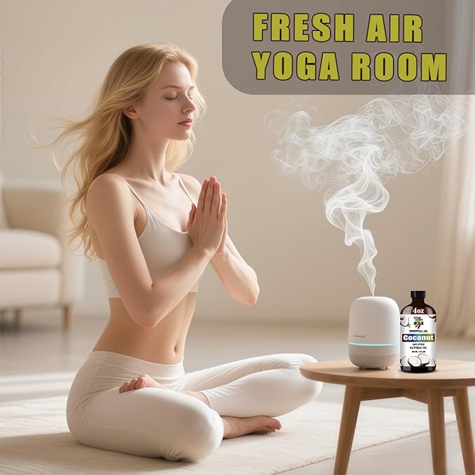 Coconut Essential Oil (4 oz/120 ml) — Coconut Oils for Aromatherapy, diffusers, humidifiers, Home fragrances, DIY Skincare, soap Making, DIY Candle Making, Relaxation, Yoga, and Meditation