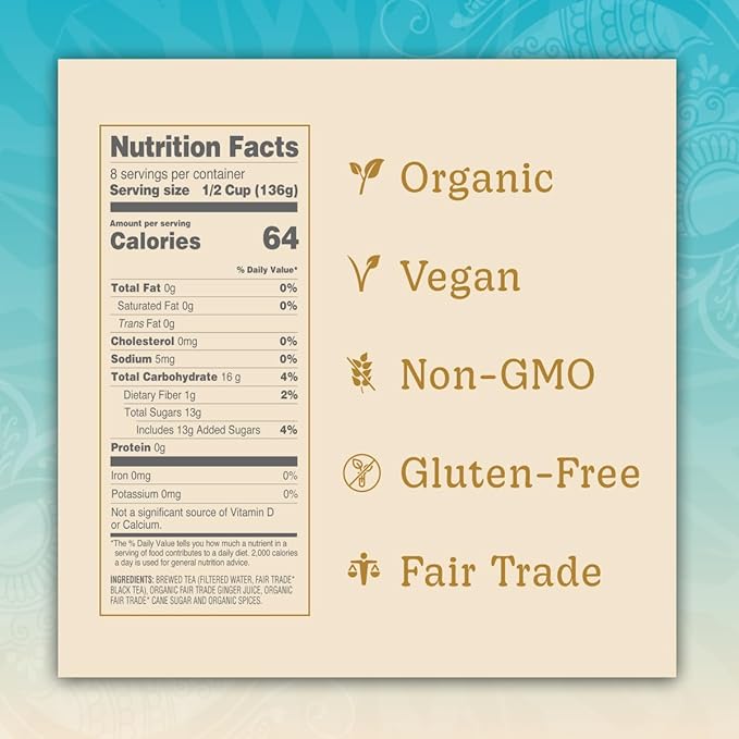 Bhakti Chai Tea Concentrate | Original, Organic Fresh Ginger, Black Tea, Sweetened, Spiced, Dairy-Free, Vegan (Pack of 6)