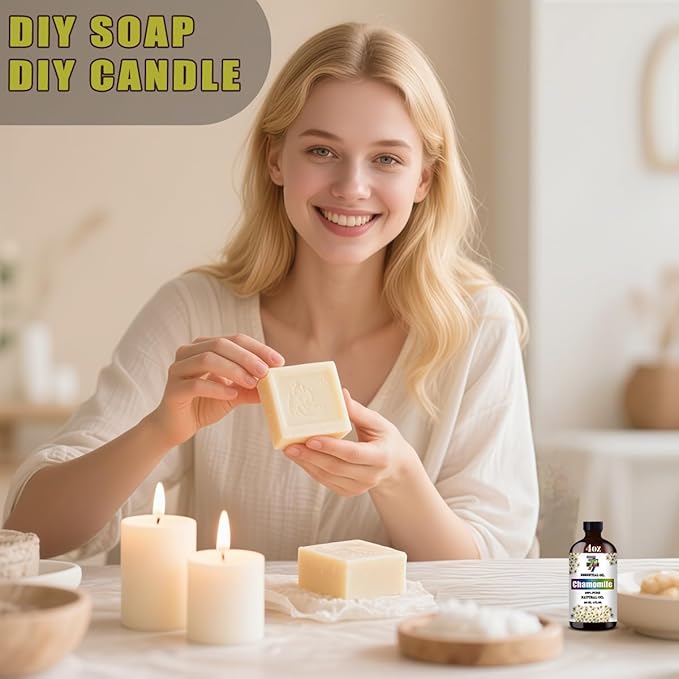 Chamomile Essential Oil (4 oz / 120 ml) – Chamomile Oils for diffusers, humidifiers, Home Baths, Cleaning Products, Yoga, DIY Soaps and DIY Scented Candles