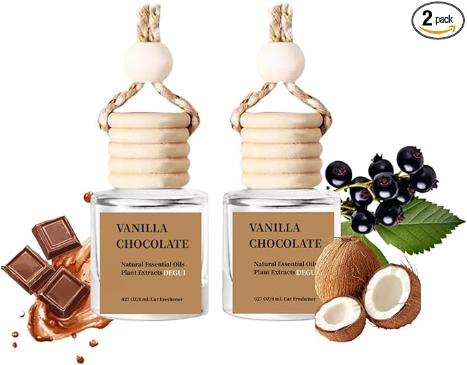 2Pack VANILLA CHOCOLATE Scented Automotive Air Freshener Set, Car Accessories Decoration Hanging Scented Car Diffuser for Men Women