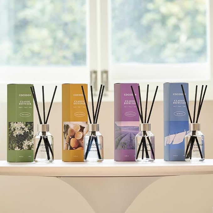 COCODOR Classic Reed Diffuser/Lemon Eucalyptus/3.4oz(100ml)/1 Pack/Fragrance Scent Essential Oil Stick Diffuser Set for Bedroom Bathroom Home Décor