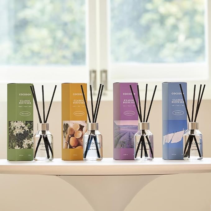 COCODOR Classic Reed Diffuser/Refreshing Air/3.4oz(100ml)/1 Pack/Home Fragrance Scent Essential Oil Stick Diffuser for Bedroom Bathroom Home Décor