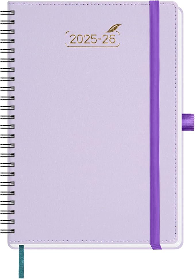 BEZEND 2026 Planner Weekly and Monthly (6" x 8.5"), 2-Column Calendar Book (Jul 25-Dec 26), Dual Schedule for Daily Appointment, Easy Track Tabs, Spiral Bound, PU Leather Softcover, Lilac