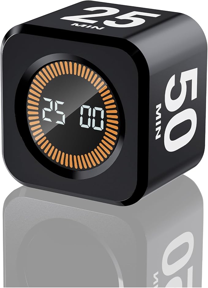 EooCoo Office Desk Timer Cube, Visual Pomodoro Timer with Gravity, Countdown 5/10/25/50 Min, Rechargeable Productivity Tool for Classroom, Kitchen, Gym, Yoga, College School Supplies Cool Gadgets